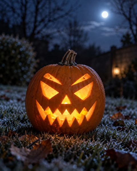Menacing Razor Teeth carved pumpkin