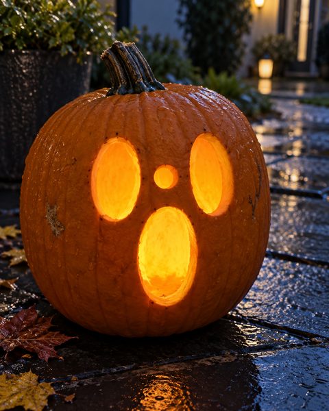 Shocked Screaming Face carved pumpkin