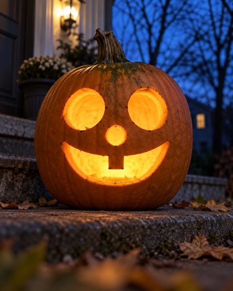 Silly Goofy Smile carved pumpkin