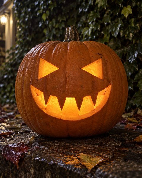 Wicked Triangle Grin carved pumpkin
