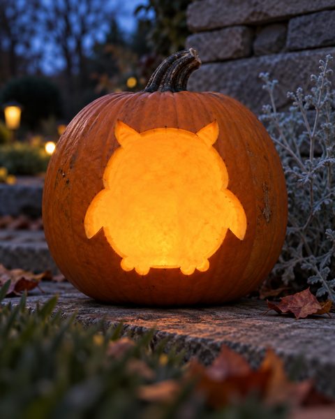 Chubby Baby Owl Silhouette carved pumpkin