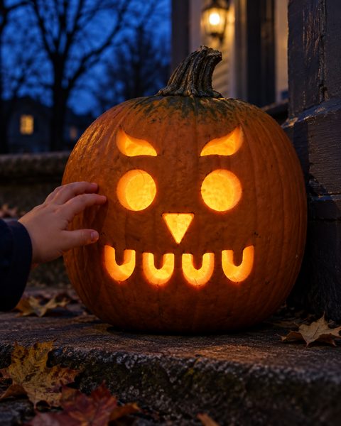 Sweet Scallop Belly Owl carved pumpkin