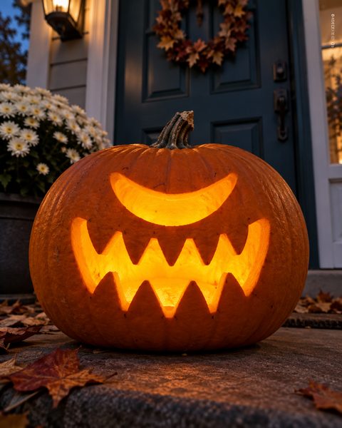 Gaping Cyclops Monster carved pumpkin