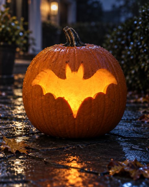 Swooping Vampire Bat carved pumpkin