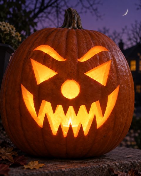 Wicked Evil Clown carved pumpkin