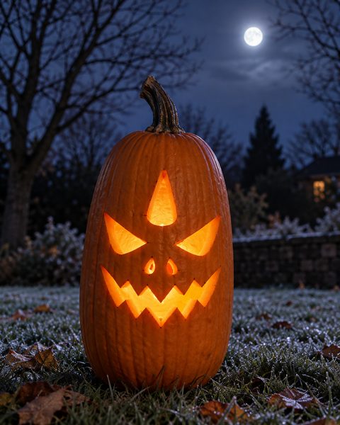 Skeleton Unicorn Face carved pumpkin