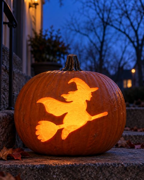 Witch pumpkin carving stencils