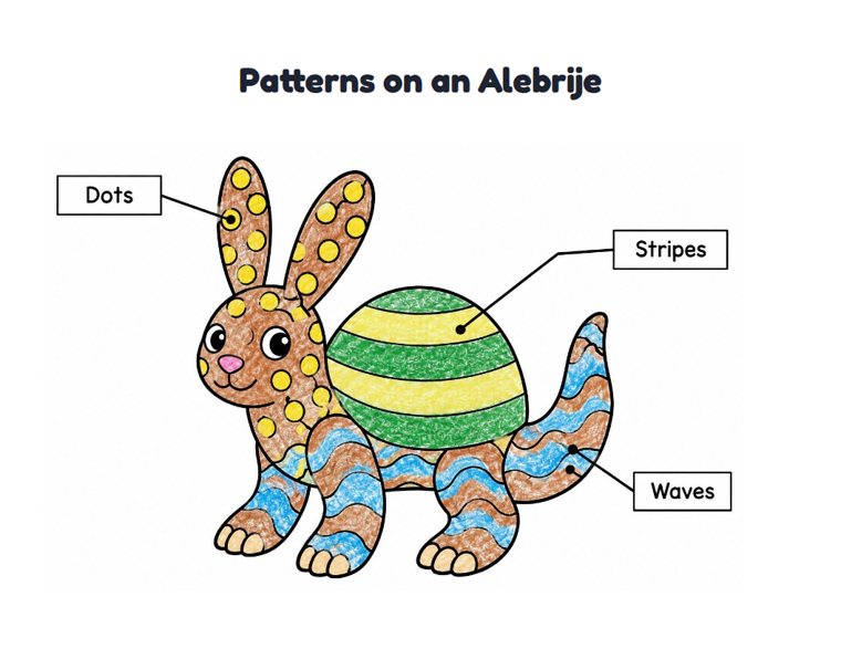 Patterns on an Alebrije worksheet (Easy, Pre-K–K)