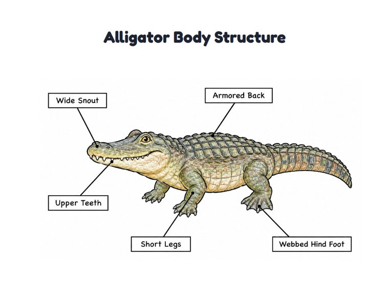 Alligator Body Structure worksheet (Medium, Grades 1–2)