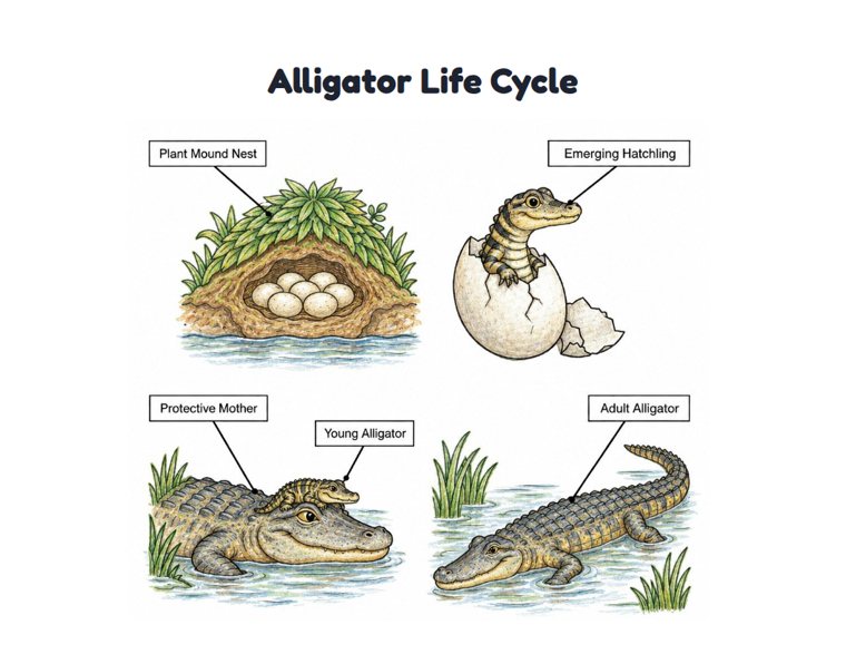 Alligator Life Cycle worksheet (Hard, Grades 3–4)