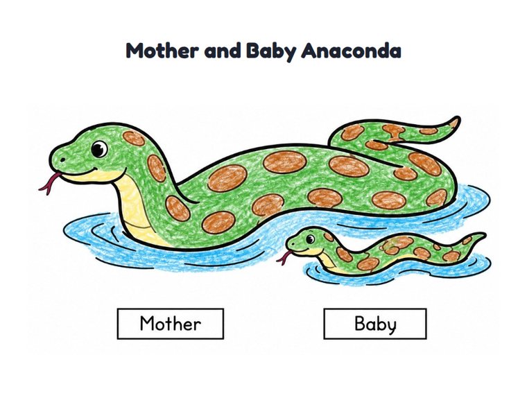Mother and Baby Anaconda worksheet (Easy, Pre-K–K)
