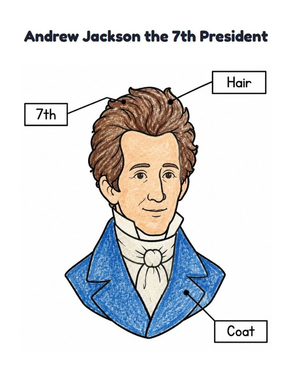 Andrew Jackson the 7th President worksheet (Easy, Pre-K–K)