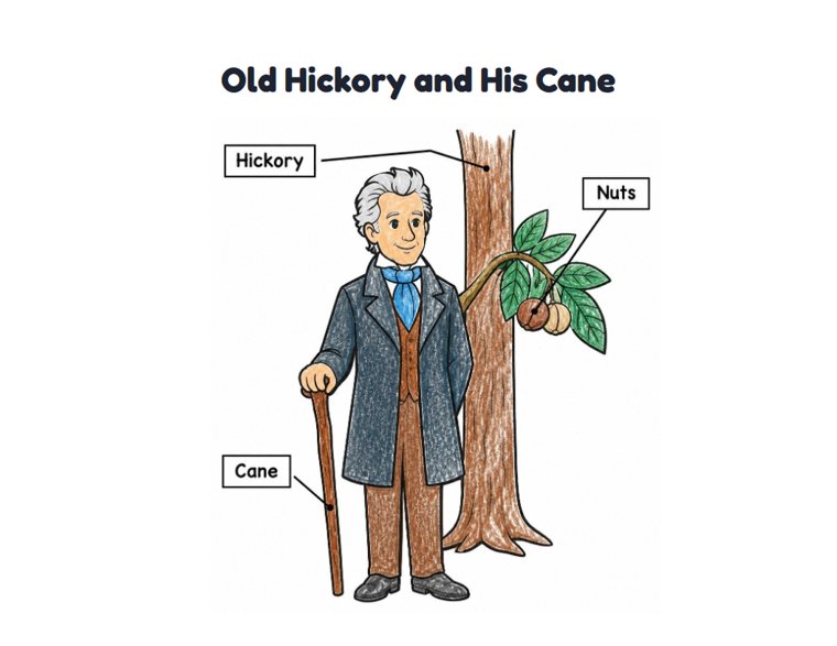 Old Hickory and His Cane worksheet (Easy, Pre-K–K)
