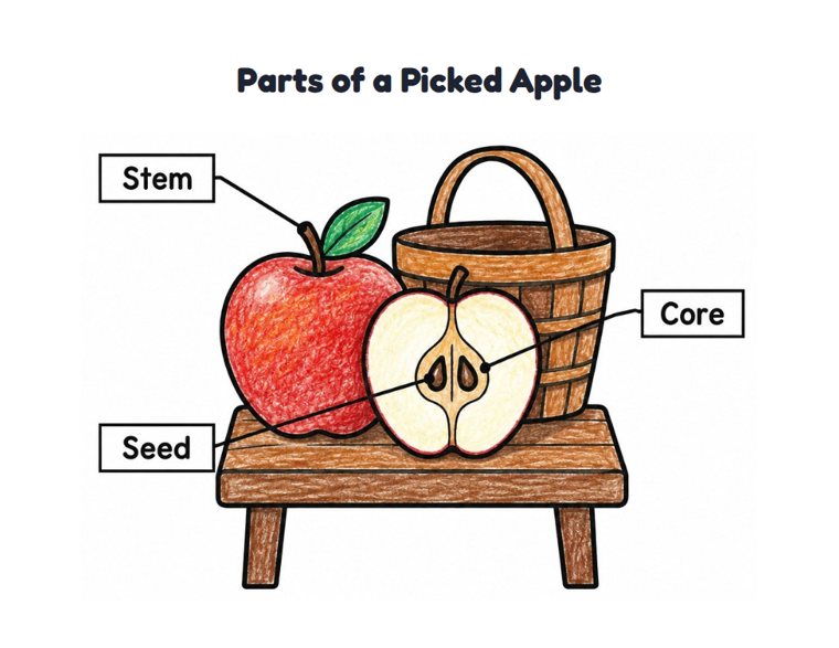 Parts of a Picked Apple worksheet (Easy, Pre-K–K)