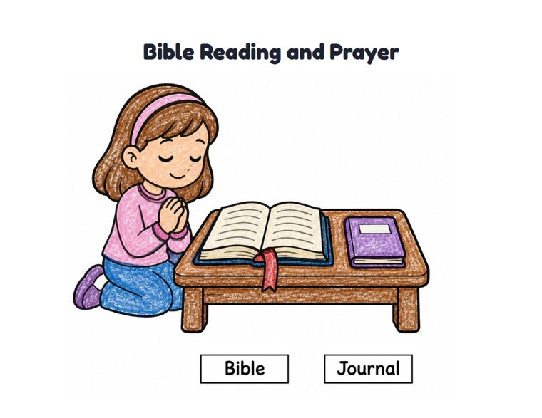 Bible Reading and Prayer worksheet (Easy, Pre-K–K)