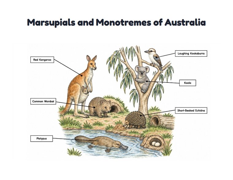 Marsupials and Monotremes of Australia worksheet (Hard, Grades 3–4)