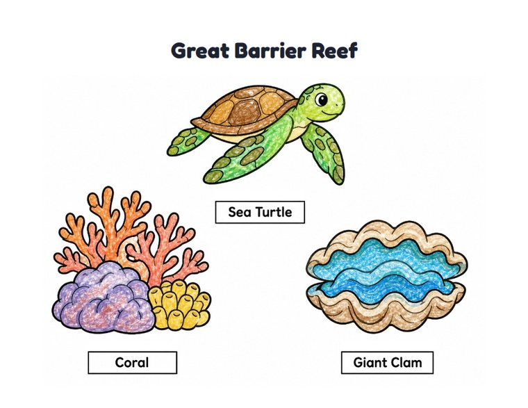 Great Barrier Reef worksheet (Easy, Pre-K–K)