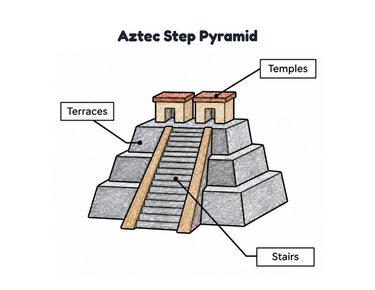 Aztec Step Pyramid worksheet (Easy, Pre-K–K)