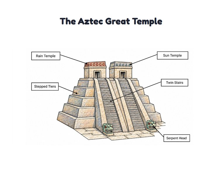 The Aztec Great Temple worksheet (Medium, Grades 1–2)
