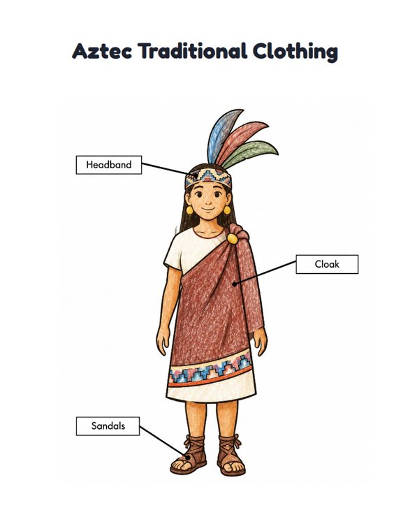 Aztec Traditional Clothing worksheet (Easy, Pre-K–K)