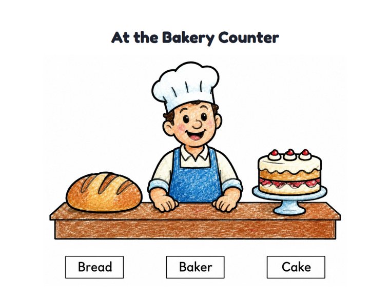 At the Bakery Counter worksheet (Easy, Pre-K–K)