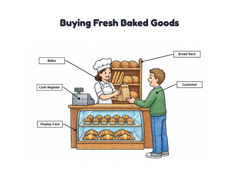 Buying Fresh Baked Goods worksheet (Medium, Grades 1–2)
