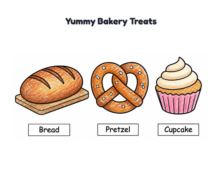 Yummy Bakery Treats worksheet (Easy, Pre-K–K)