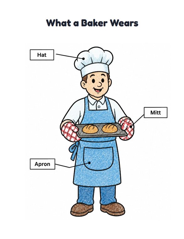 What a Baker Wears worksheet (Easy, Pre-K–K)