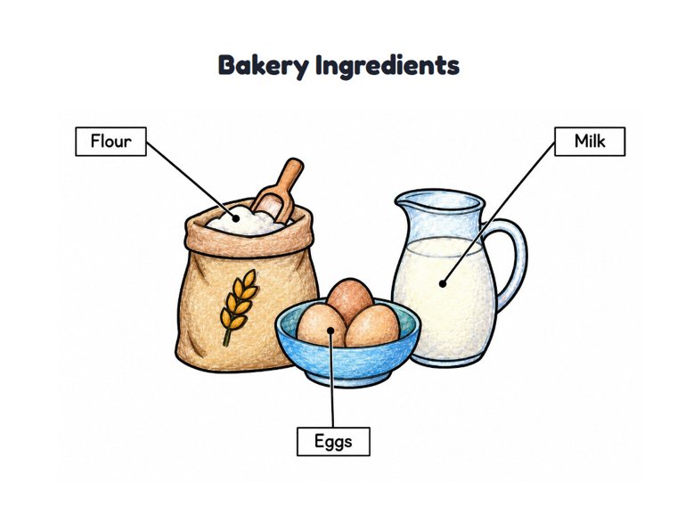Bakery Ingredients worksheet (Easy, Pre-K–K)