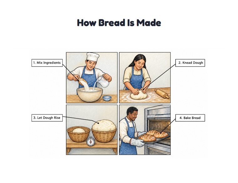 How Bread Is Made worksheet (Hard, Grades 3–4)