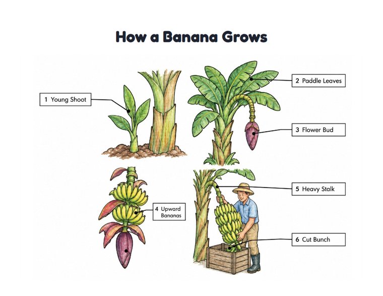 How a Banana Grows worksheet (Hard, Grades 3–4)