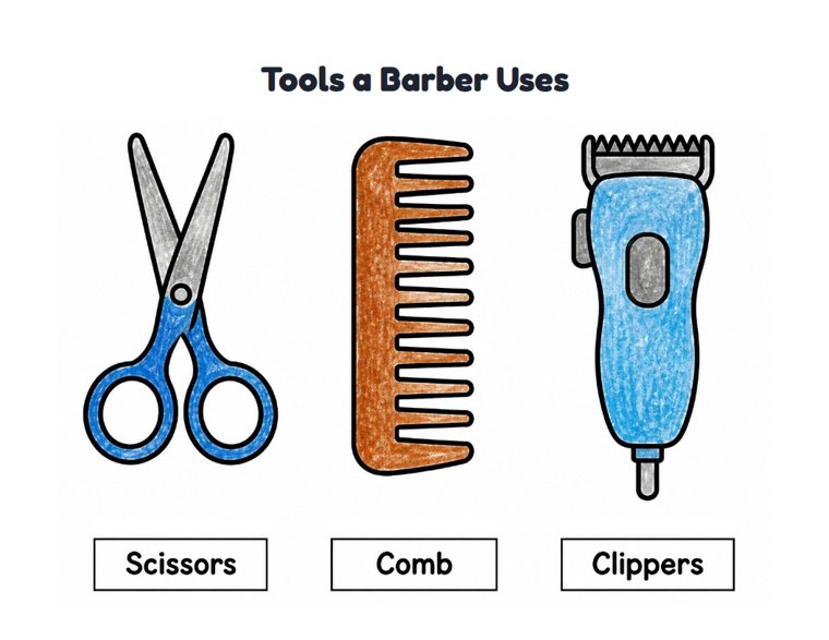Tools a Barber Uses worksheet (Easy, Pre-K–K)