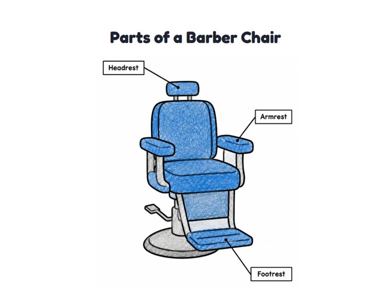Parts of a Barber Chair worksheet (Easy, Pre-K–K)