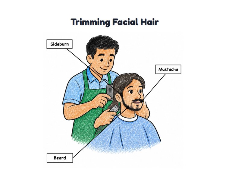 Trimming Facial Hair worksheet (Easy, Pre-K–K)