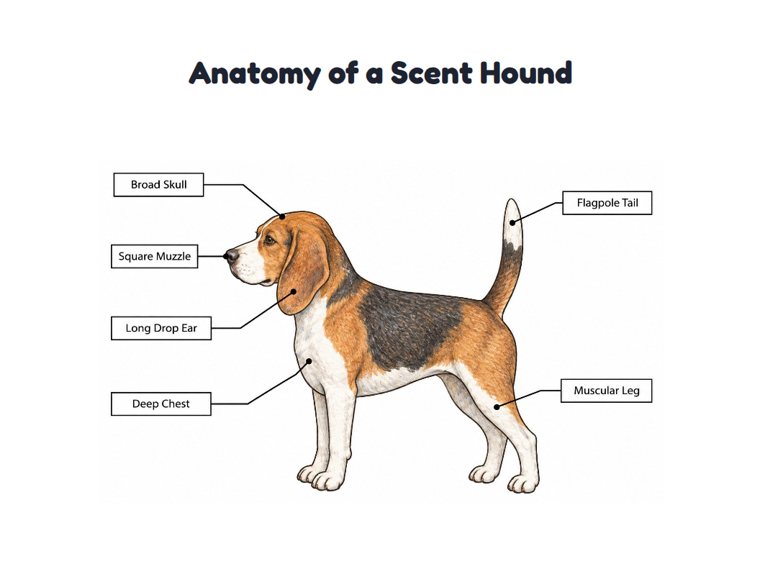 Anatomy of a Scent Hound worksheet (Hard, Grades 3–4)