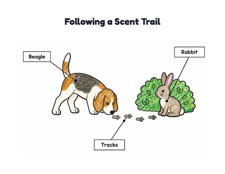 Following a Scent Trail worksheet (Easy, Pre-K–K)