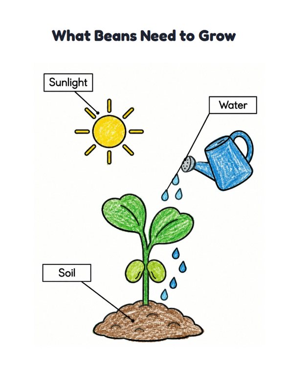 What Beans Need to Grow worksheet (Easy, Pre-K–K)