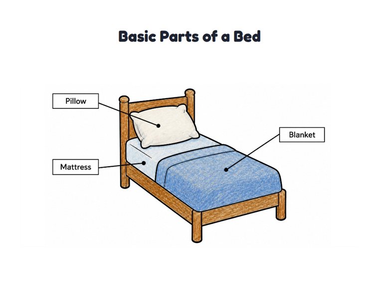 Basic Parts of a Bed worksheet (Easy, Pre-K–K)