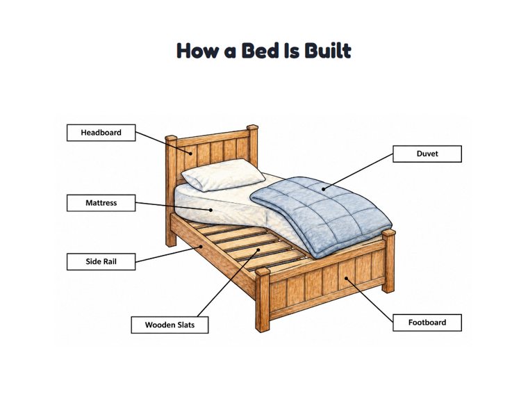 How a Bed Is Built worksheet (Hard, Grades 3–4)
