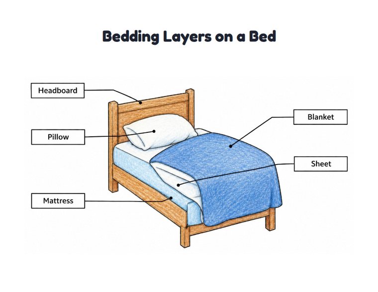 Bedding Layers on a Bed worksheet (Medium, Grades 1–2)