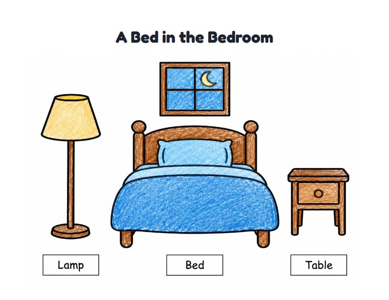 A Bed in the Bedroom worksheet (Easy, Pre-K–K)
