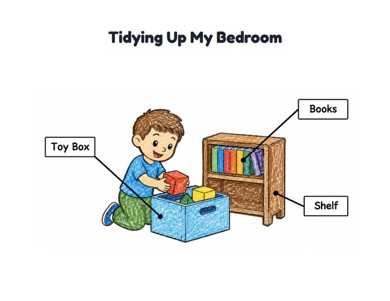 Tidying Up My Bedroom worksheet (Easy, Pre-K–K)