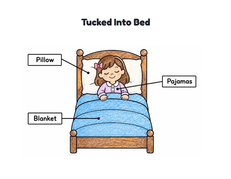 Tucked Into Bed worksheet (Easy, Pre-K–K)