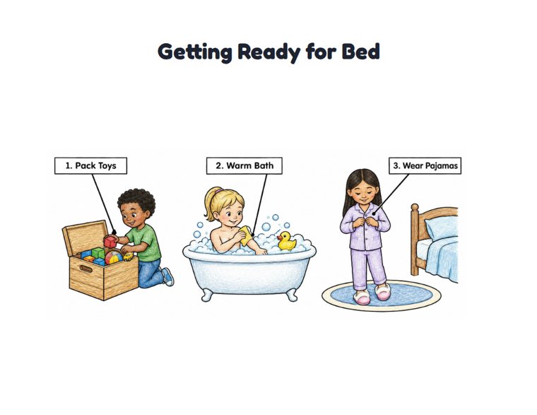 Getting Ready for Bed worksheet (Medium, Grades 1–2)
