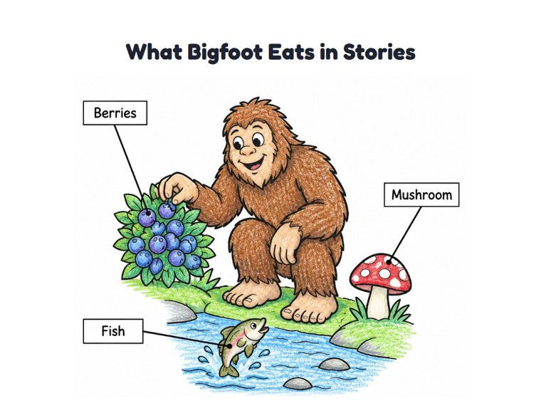 What Bigfoot Eats in Stories worksheet (Easy, Pre-K–K)