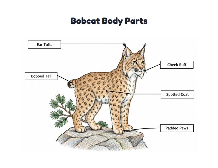 Bobcat Body Parts worksheet (Medium, Grades 1–2)