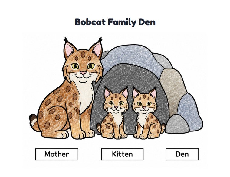 Bobcat Family Den worksheet (Easy, Pre-K–K)