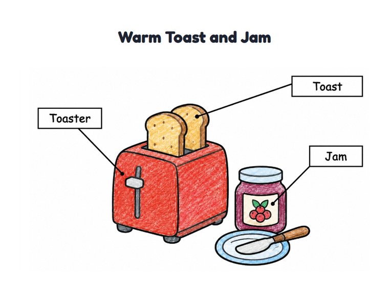 Warm Toast and Jam worksheet (Easy, Pre-K–K)