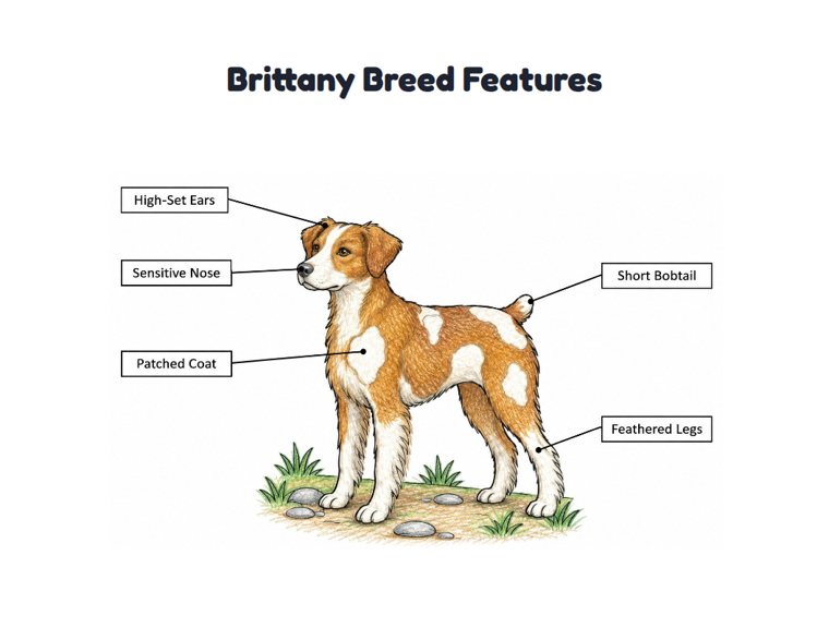 Brittany Breed Features worksheet (Medium, Grades 1–2)