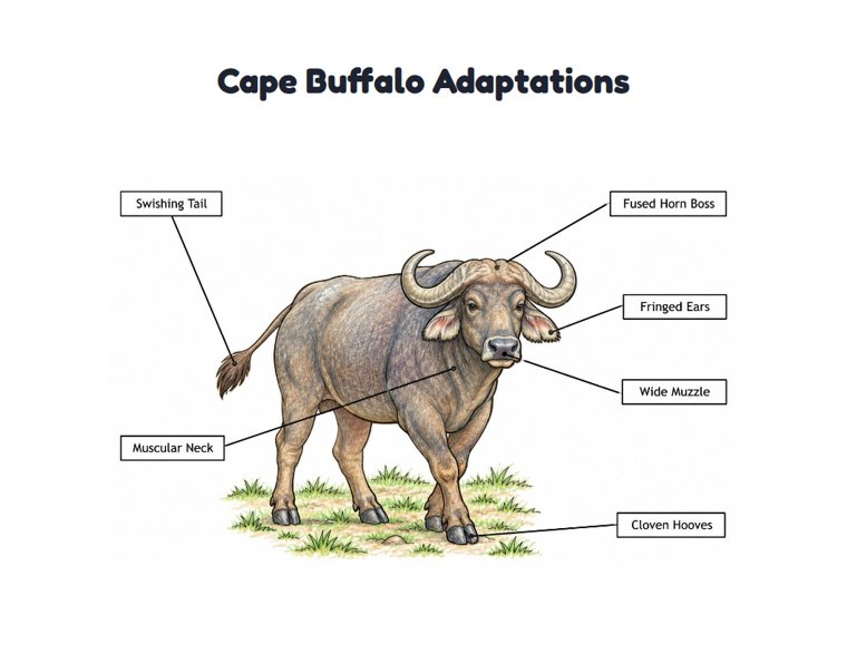 Cape Buffalo Adaptations worksheet (Hard, Grades 3–4)